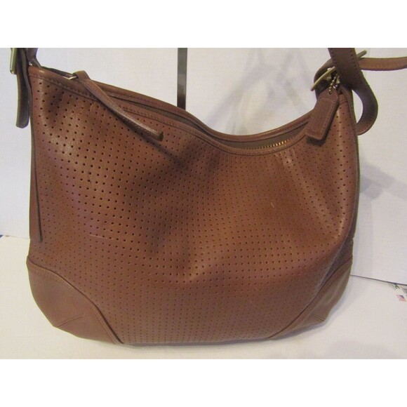 Coach Legacy 9218 Vintage Brown Leather Shoulder Bag Perforated Purse US - Picture 3 of 8
